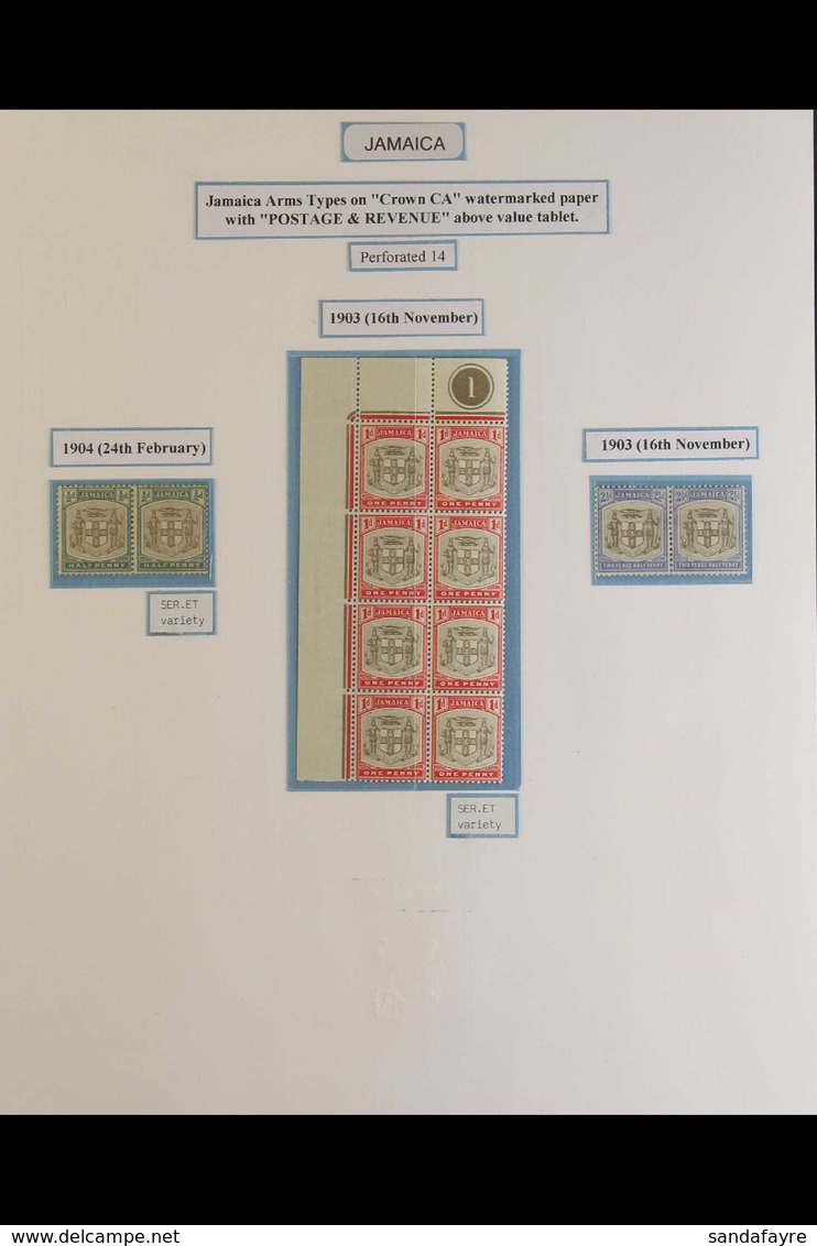 1903-04 "SER.ET" VARIETIES. A Very Fine Mint Group Of Multiples Each With The "SER.ET" Variety Includes ½d Grey And Dull - Jamaica (...-1961)