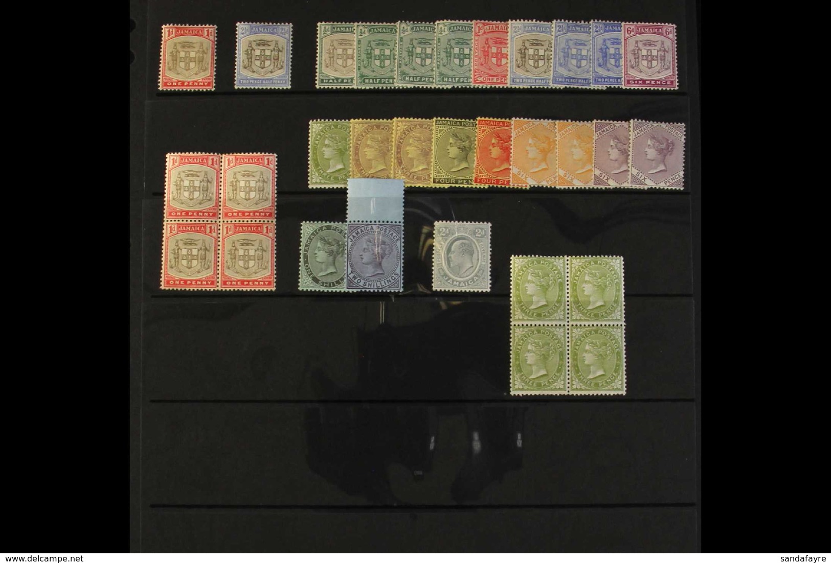 1903-11 FINE MINT RANGE Incl. 1903-04 1d "SER.ET", 1905-11 Arms Incl. 1d Grey And Carmine Block Of Four, QV All Four 6d  - Jamaïque (...-1961)