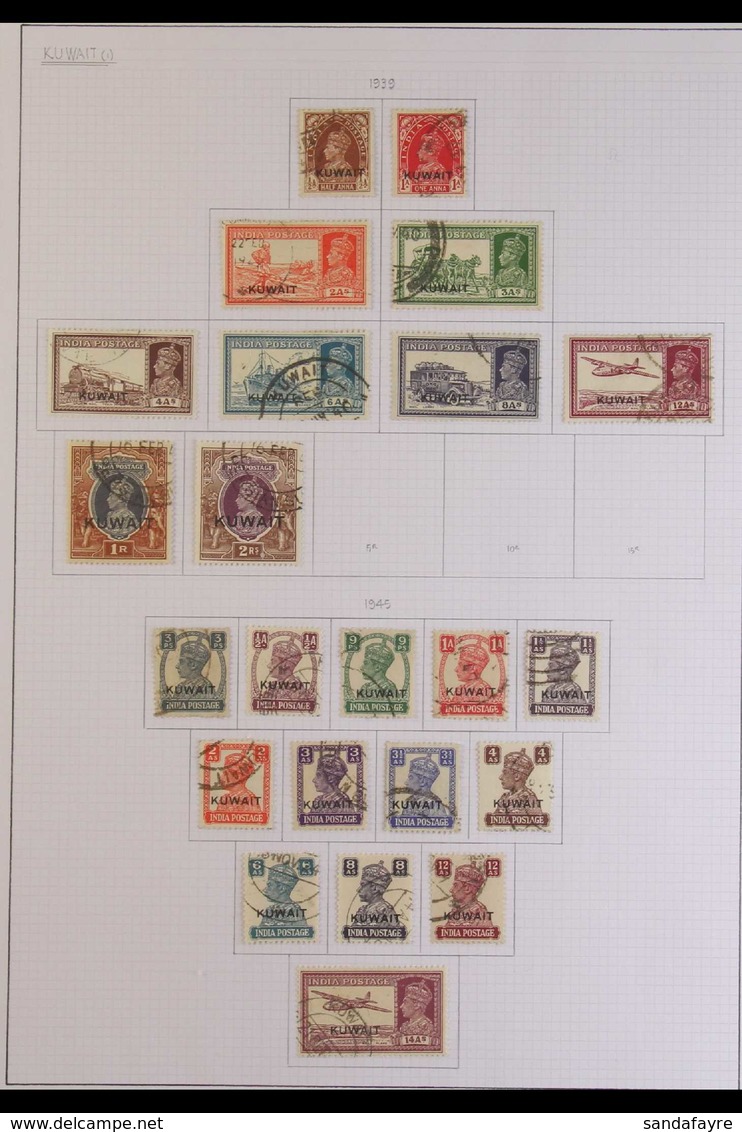1939-1956 USED COLLECTION - MOSTLY SETS Presented On Album Pages That Includes The 1939 KGVI (Stamps Of India) Opt'd Set - Koweït