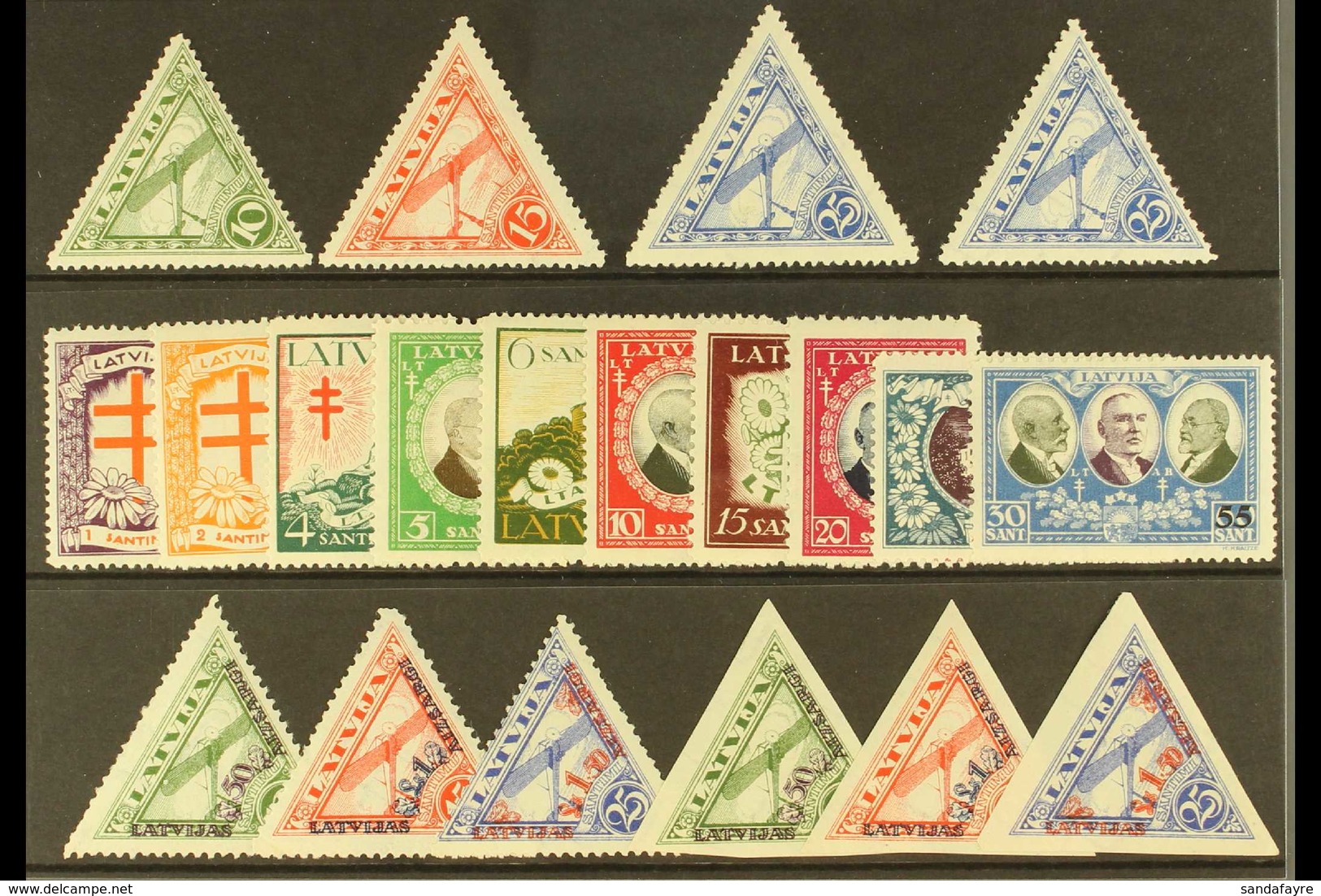 1931 An All Different, Fine Mint Collection From This Year (Mi 177/92) Including December Air Imperforate Variants (20 S - Latvia