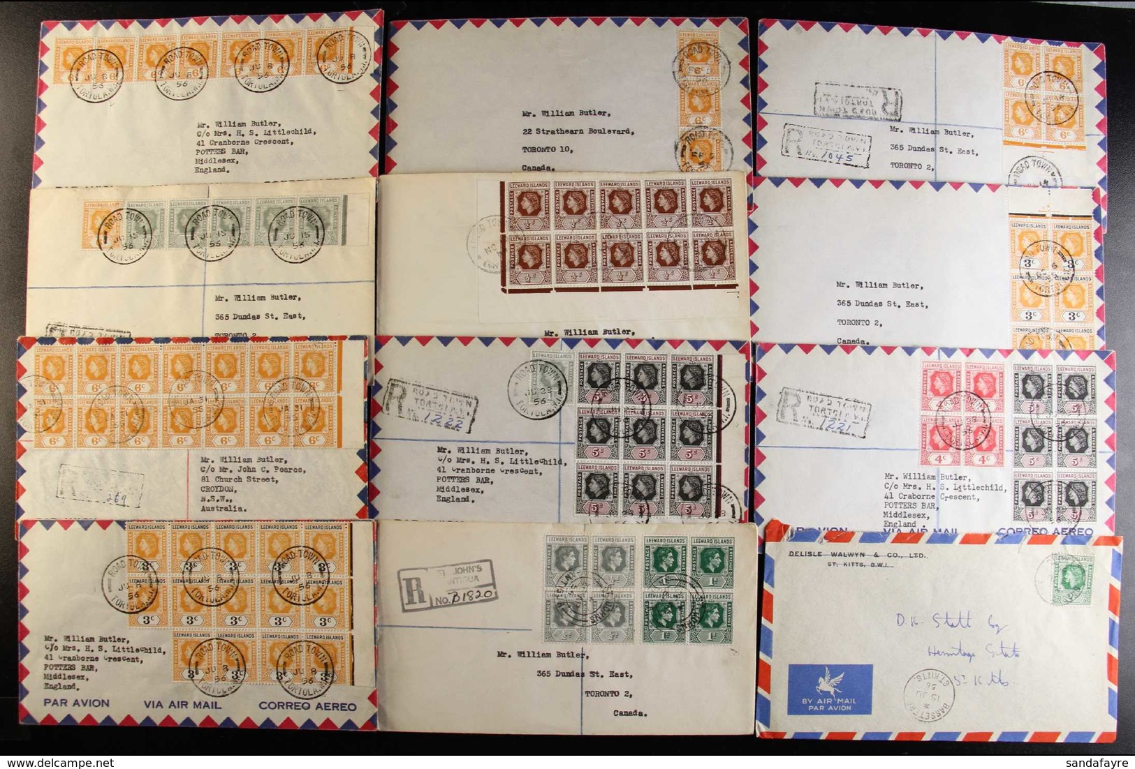 POSTAL HISTORY ACCUMULATION We See A Group Of 20+ Commercial Covers Sent At 1d Or 2c Rate To St. Kitts, Several Nice QEI - Leeward  Islands