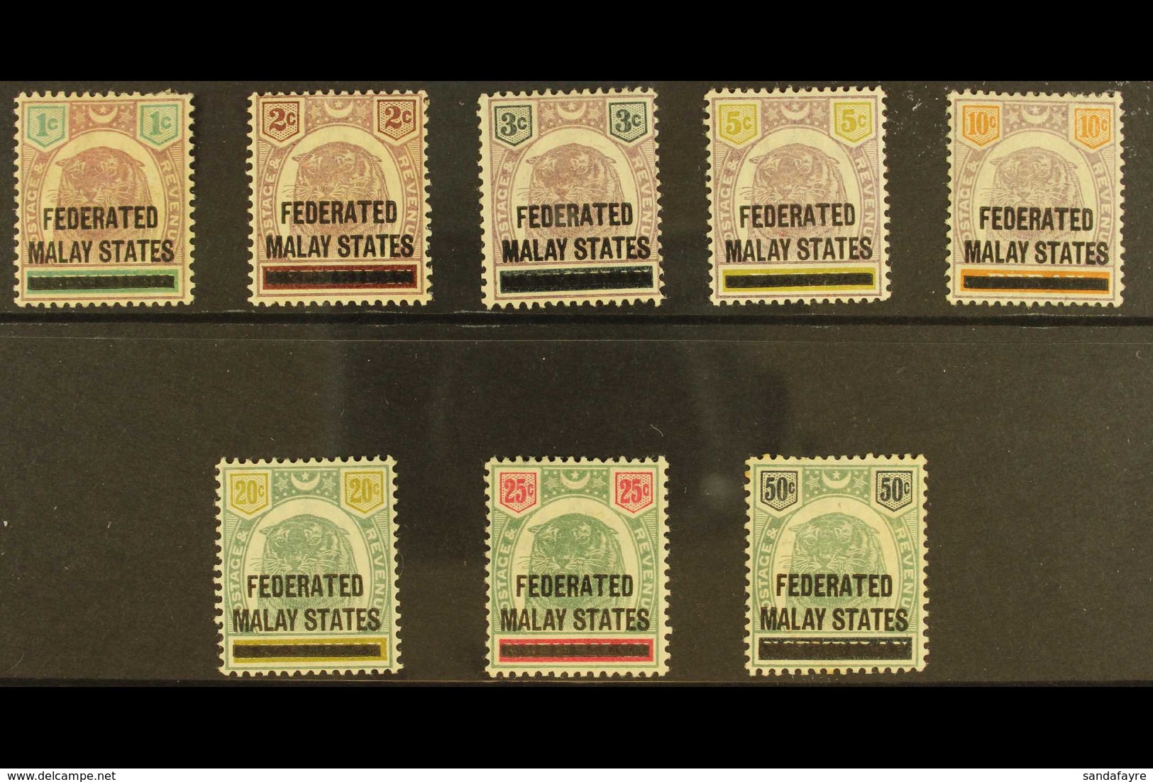 FEDERATED STATES 1900 Overprint Set On "Tigers", SG 1/8, Fine Mint, Odd Tone Spot.. (8 Stamps) For More Images, Please V - Other & Unclassified