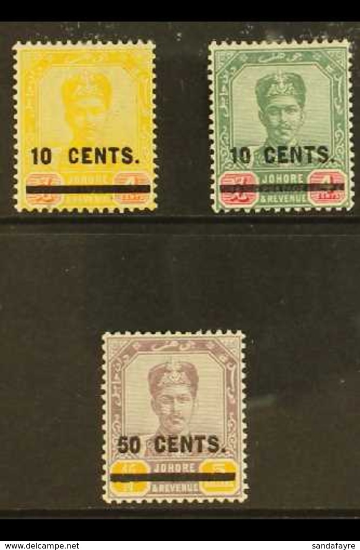 JOHORE 1904 Surcharge Set Complete, SG 58/60, Very Fine Mint. (3 Stamps) For More Images, Please Visit Http://www.sandaf - Autres & Non Classés