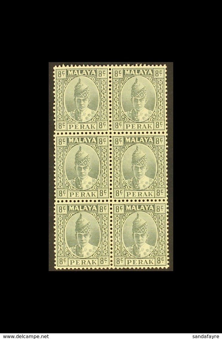 PERAK 1938-41 8c Grey, SG 110, Fine Mint (four Stamps Are Never Hinged) BLOCK Of 6, Fresh, Cat £240. (6 Stamps) For More - Sonstige & Ohne Zuordnung