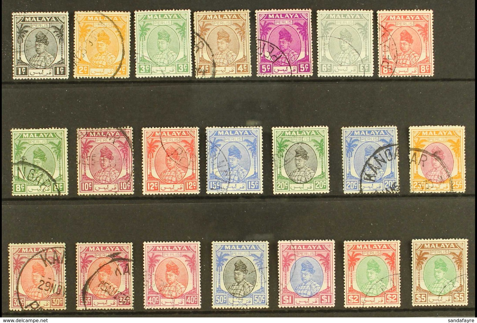 PERLIS 1951-55 Raja Putra Definitive Complete Set, SG 7/27, Used (21 Stamps) For More Images, Please Visit Http://www.sa - Other & Unclassified