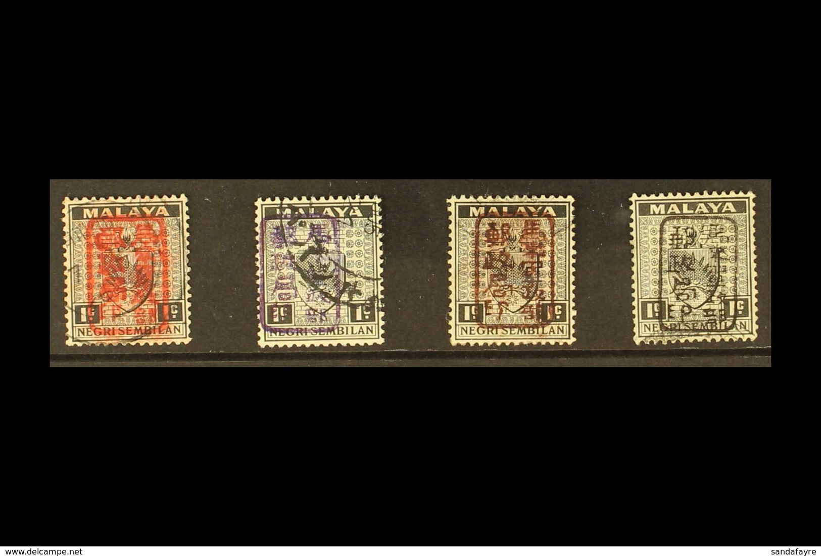 GENERAL ISSUES 1942 Negri Sembilan 1c Black With T1 Overprint In Red, Violet, Brown And Black (SG J161/a/b/c), Fine Used - Other & Unclassified