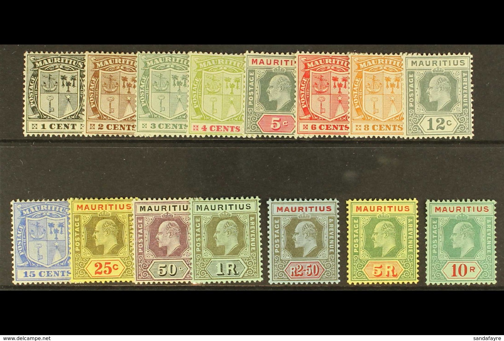 1910 Ed VII Set Complete, Wmk MCA, SG 181/95, Very Fine Mint. (15 Stamps) For More Images, Please Visit Http://www.sanda - Mauritius (...-1967)