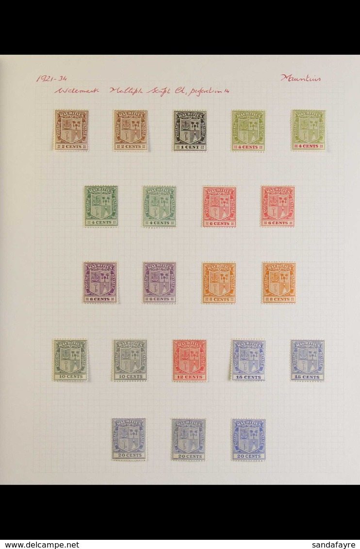 1921 - 34 WMK SCRIPT SEMI SPECIALISED MINT COLLECTION Superb Collection Of "Arms" And Geo V Types, With Some Duplication - Mauritius (...-1967)