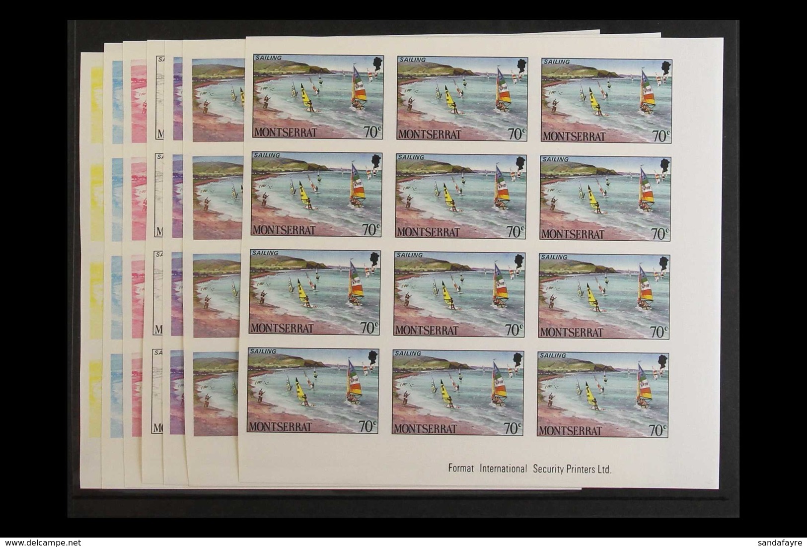 1986 IMPERF PROGRESSIVE COLOUR PROOFS. An Attractive, Never Hinged Mint Collection Of IMPERF PROOFS Of The Tourism Set ( - Montserrat