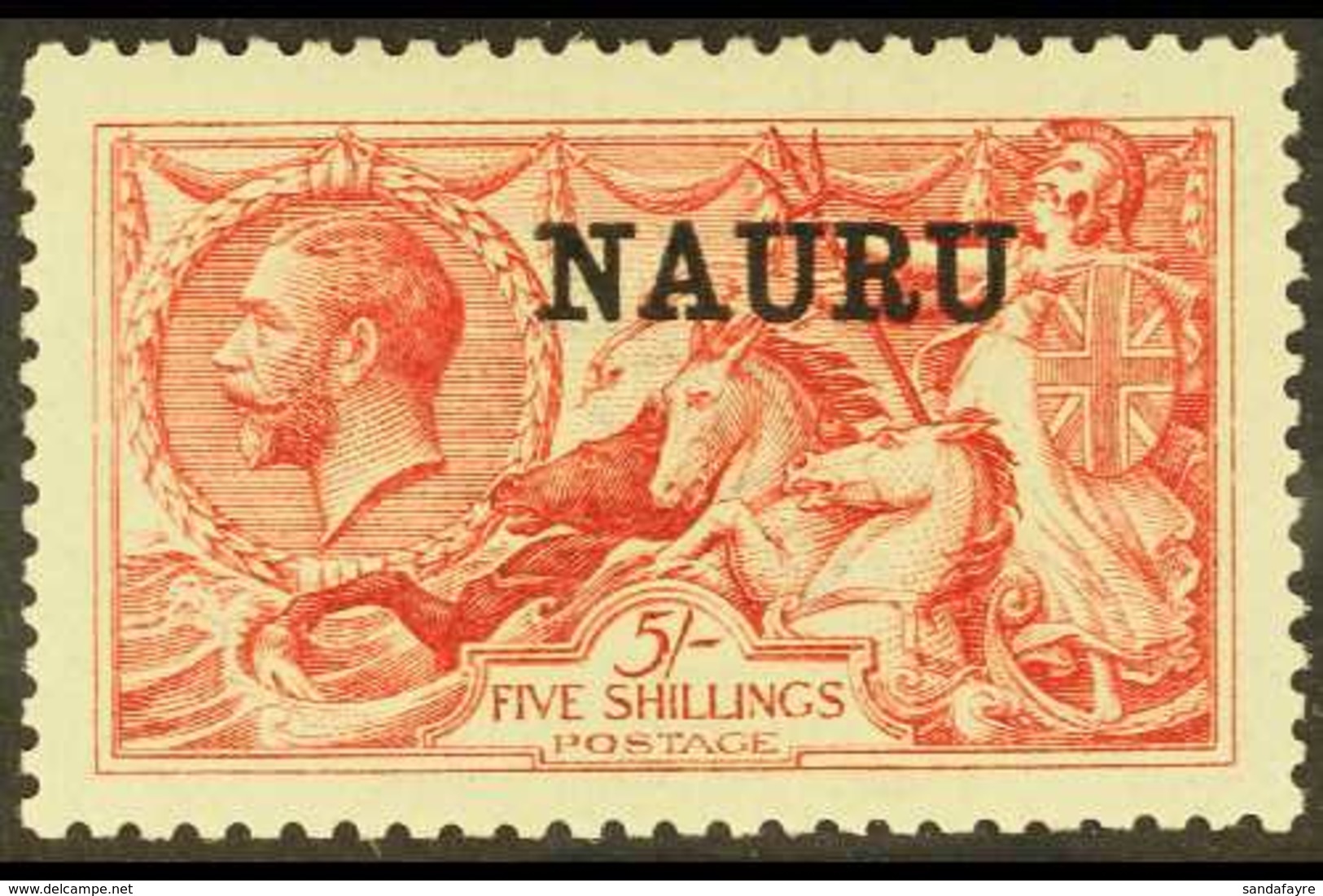 1916-23 5s Bright Carmine De La Rue, SG 22, Well Centred Never Hinged Mint. A Pretty Stamp! For More Images, Please Visi - Nauru