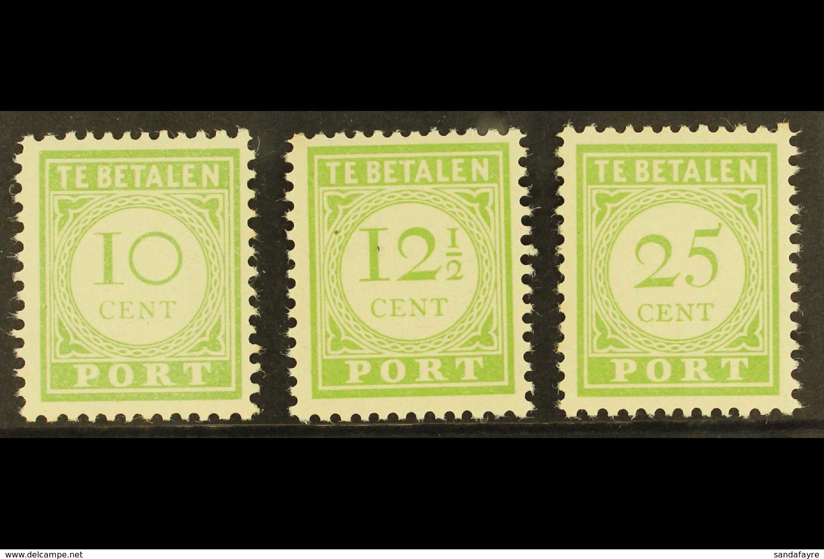 CURACAO POSTAGE DUES 1945 Perf 11½ Complete Set (SG D232/34, NVPH P31/33), Superb Never Hinged Mint, Very Fresh & Scarce - Other & Unclassified