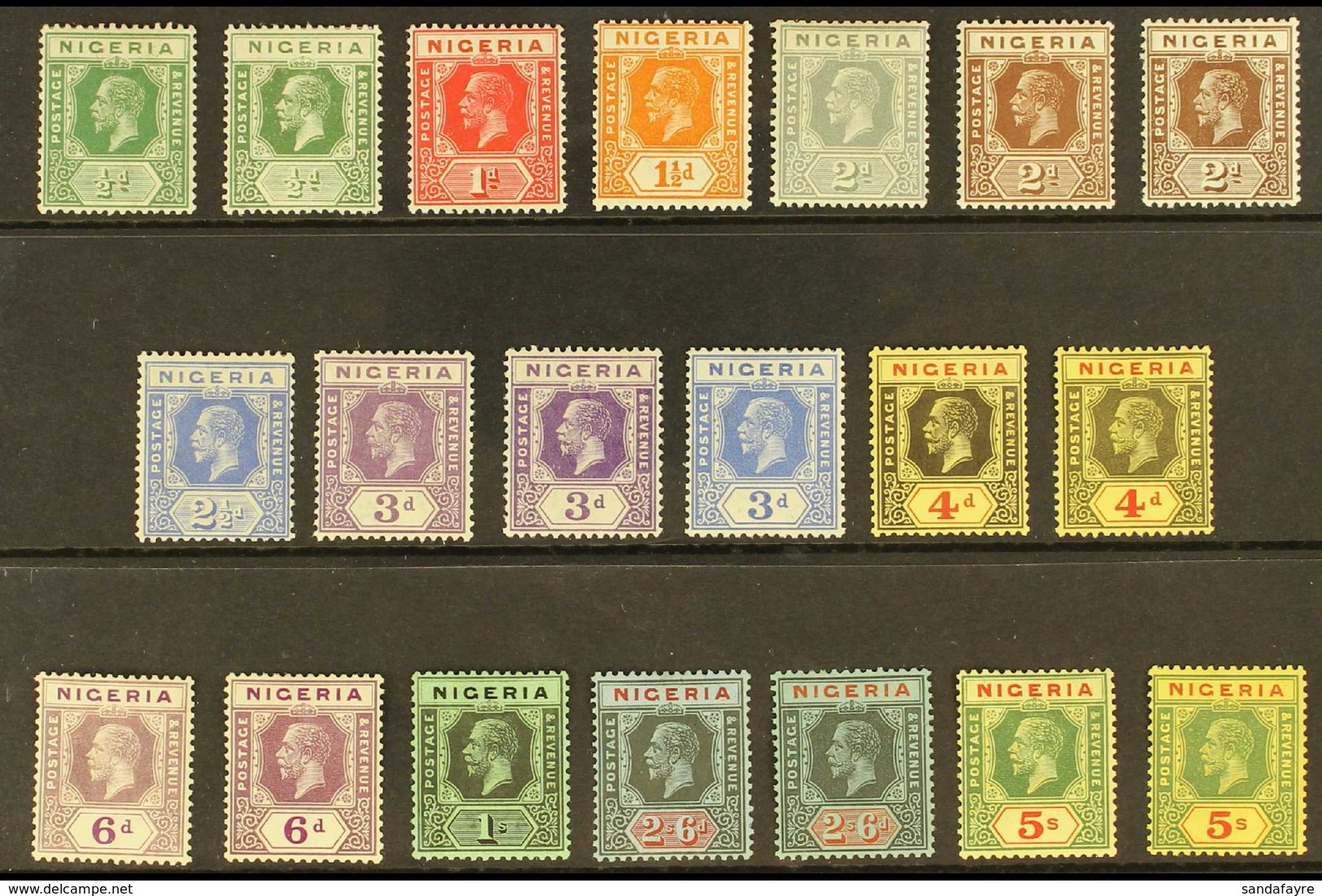1921-32 King George V Definitives, Watermark Multi Script CA, All Different Fine Mint Range With All Values From ½d To 5 - Nigeria (...-1960)
