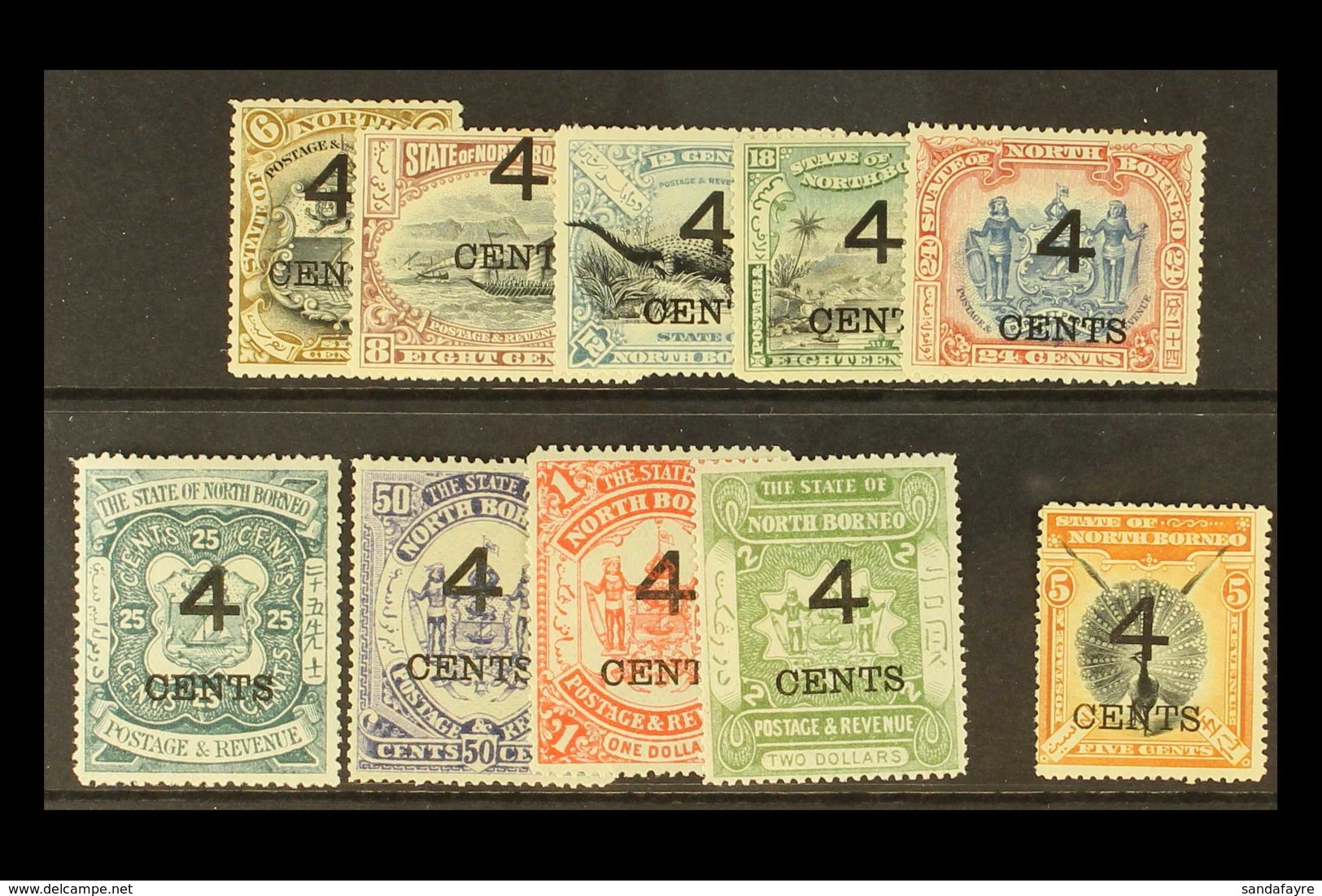 1889 4c On 5c To 4c On $2, SG 112/122, Fine Mint. (10 Stamps) For More Images, Please Visit Http://www.sandafayre.com/it - Nordborneo (...-1963)