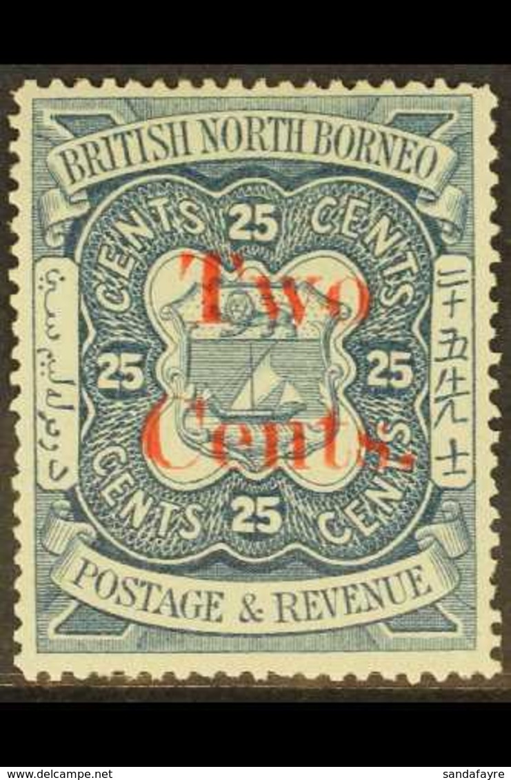 1890 2c. On 25c. Indigo, SG 51, Fine Mint. For More Images, Please Visit Http://www.sandafayre.com/itemdetails.aspx?s=63 - North Borneo (...-1963)