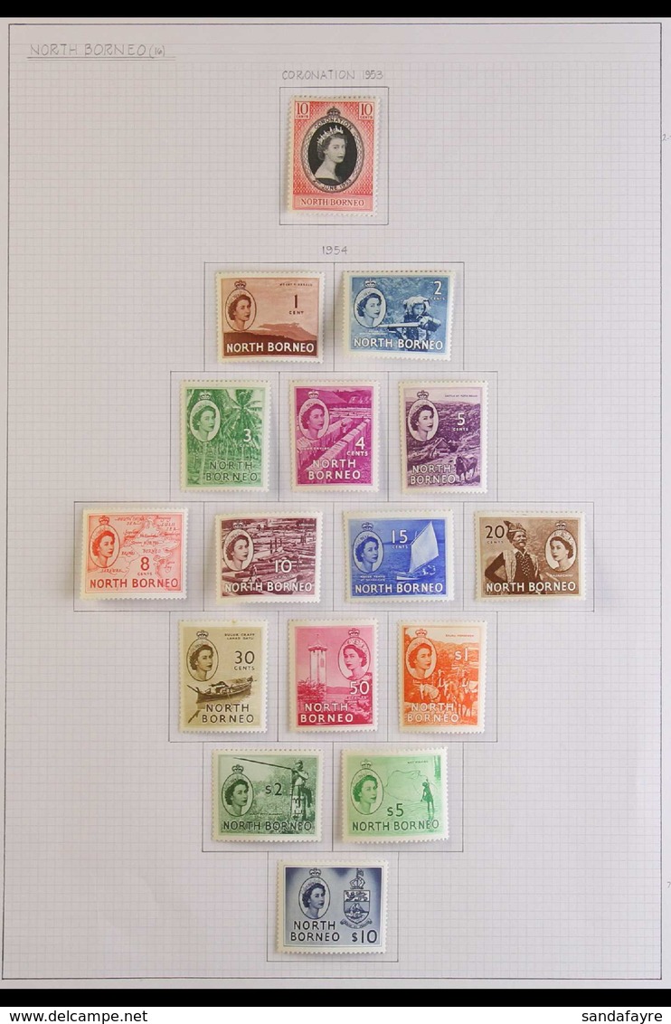 1953-63 FINE MINT COLLECTION On Pages, Incl. 1954 And 1961 Definitive Sets Etc. (33 Stamps) For More Images, Please Visi - Bornéo Du Nord (...-1963)