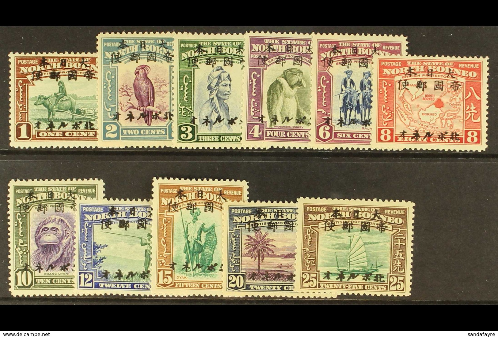 JAPANESE OCCUPATION 1944 (Sept) 1c To 25c, SG J20/30, Fine Mint, Some Usual Toning. (11 Stamps) For More Images, Please  - Nordborneo (...-1963)