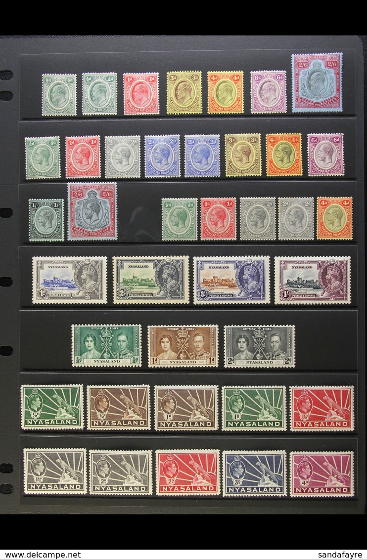 1908-1964 VERY FINE MINT COLLECTION Presented On Stock Pages & QEII On Album Pages. Includes 1908 Set To 2s6d, 1913-21 R - Nyasaland (1907-1953)