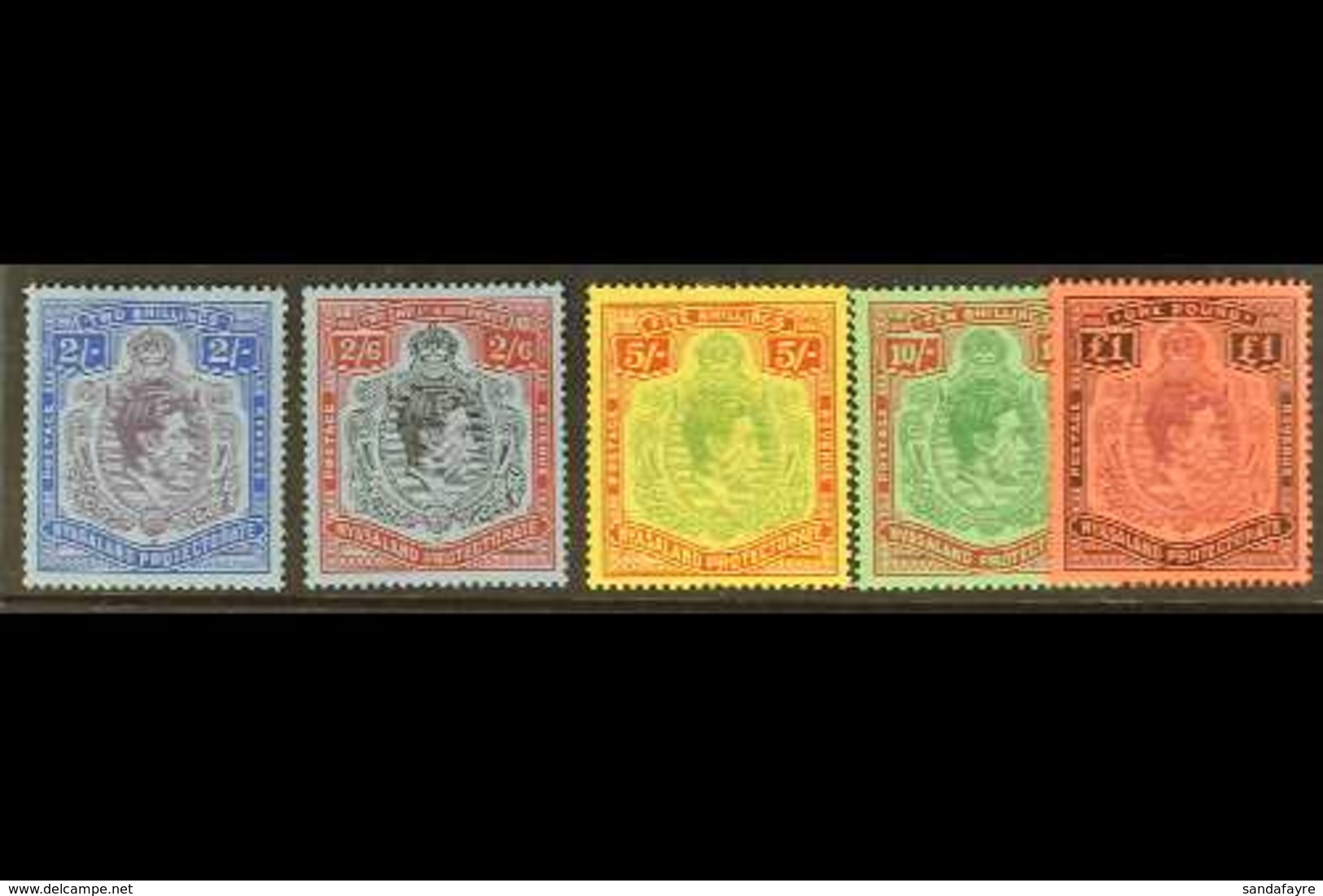 1938 2s. To £1 Keyplates, SG 139/143, Very Fine Mint. (5 Stamps) For More Images, Please Visit Http://www.sandafayre.com - Nyasaland (1907-1953)