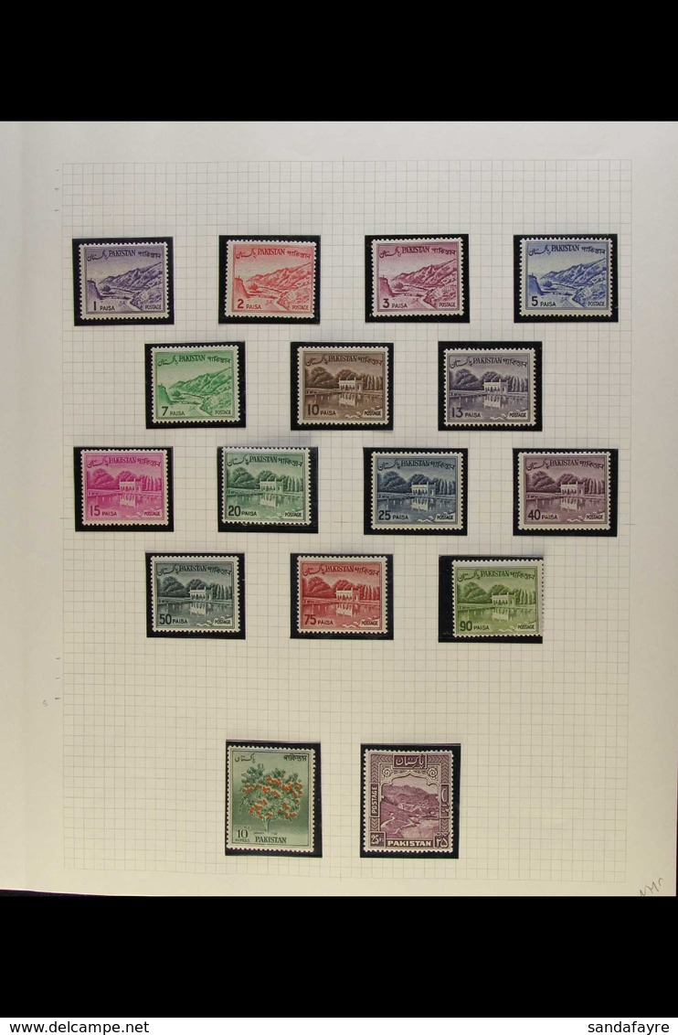 1962-1975 COMPLETE NEVER HINGED MINT COLLECTION In Hingeless Mounts On Leaves, All Different, Inc 1962-70 Set, 1973-68 O - Pakistan