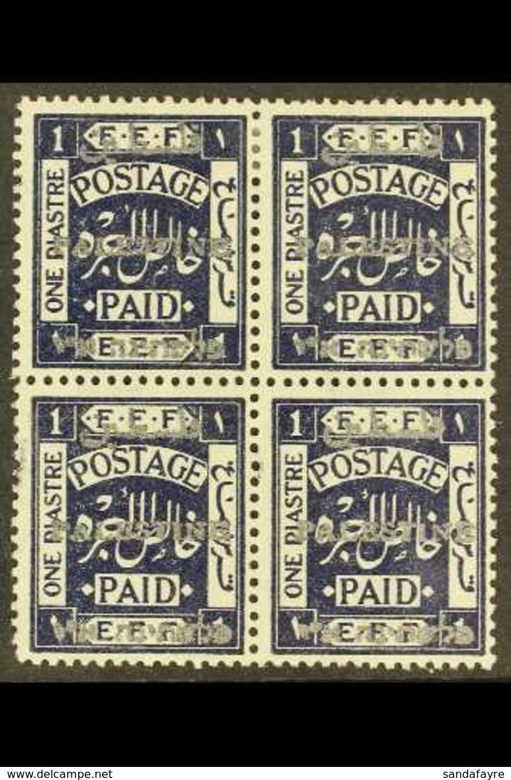 1920-1 1p Deep Indigo, 10mm Arabic Inscription, Perf.15x14, SG 35, Fine Mint Block Of 4, Small Gum Thin On One Stamp. Ra - Palästina