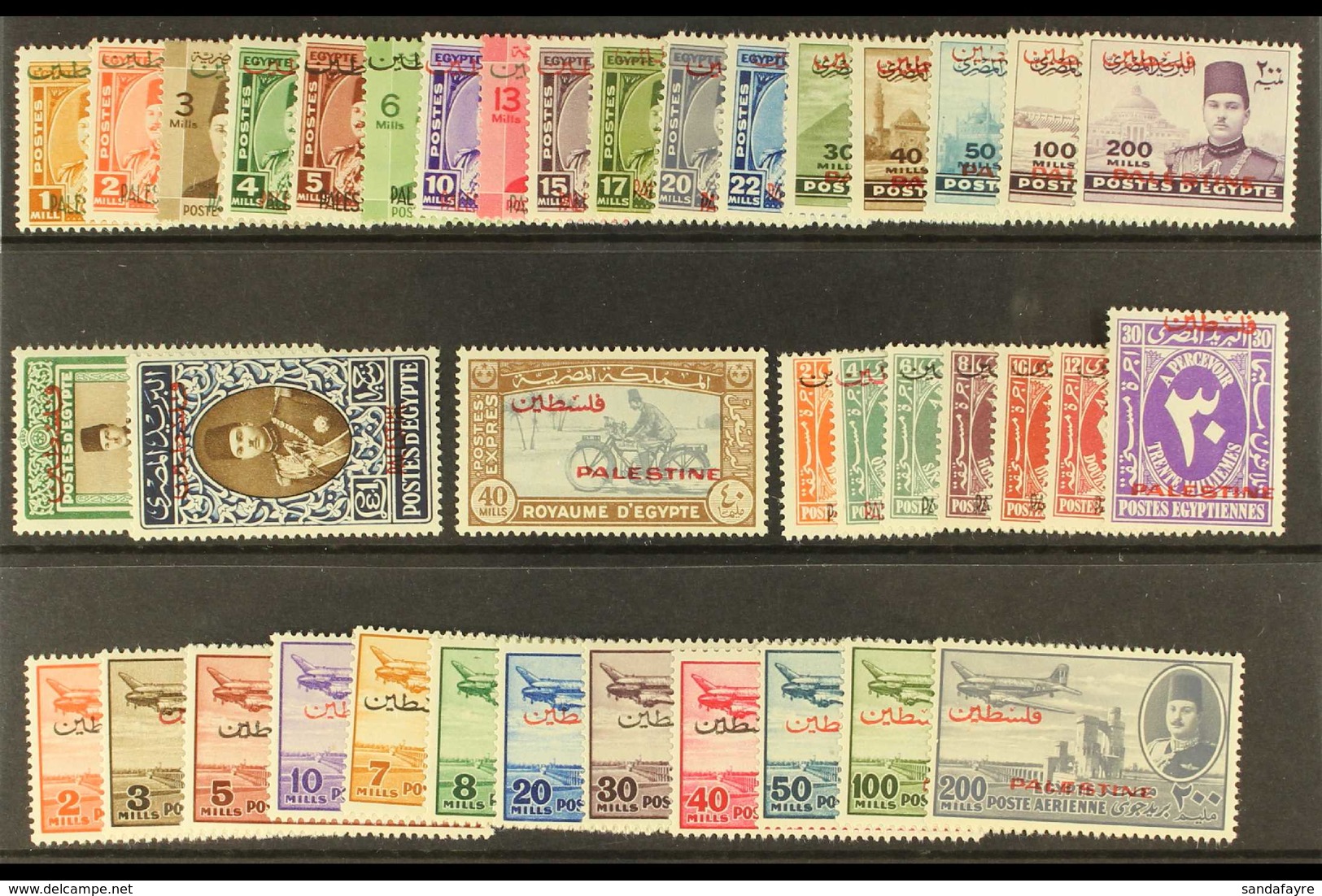 1948 EGYPTIAN OCCUPATION "PALESTINE" Overprints Postage, Air & Postage Dues Complete Sets, Plus 40m Express Stamp, SG 1/ - Palästina