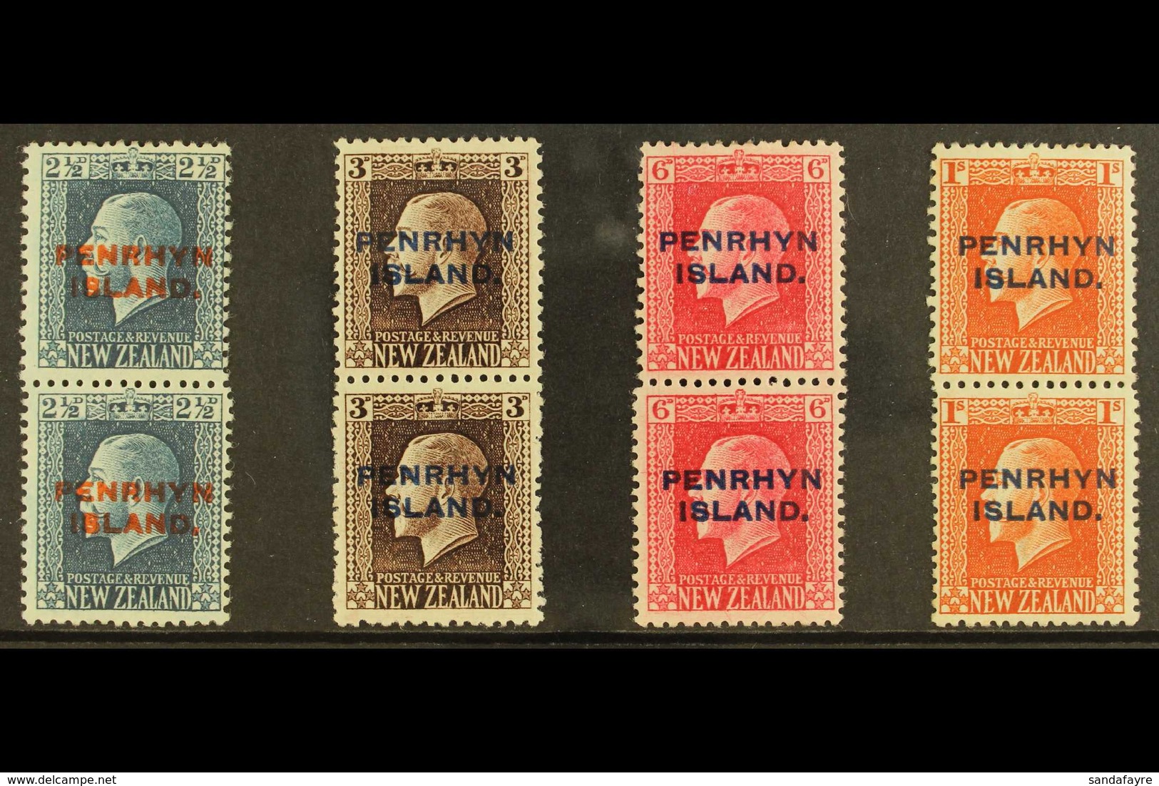 1917-20 Vertical Pairs With Mixed Perfs, The Complete Set, SG 24b/27b, Very Fine Mint (4 Pairs) For More Images, Please  - Penrhyn