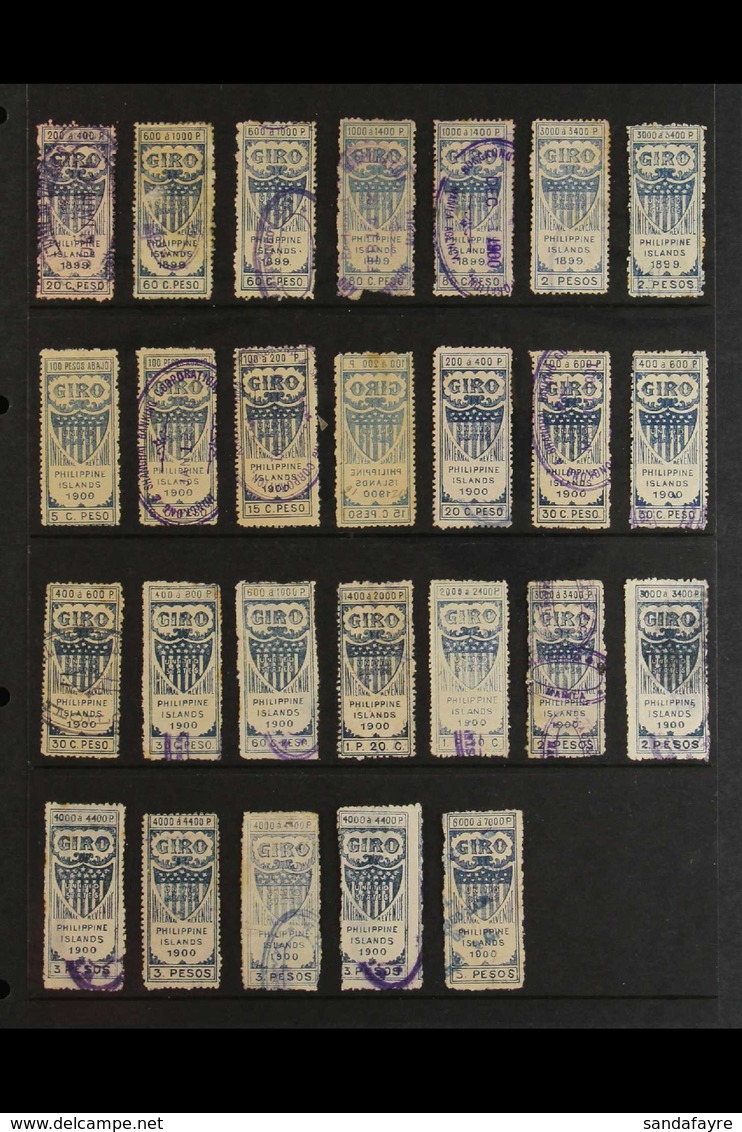 REVENUE STAMPS - UNITED STATES ADMINISTRATION Late 1890's/ Early 1900's Collection On Album Pages. With Strong GIRO In M - Filippine