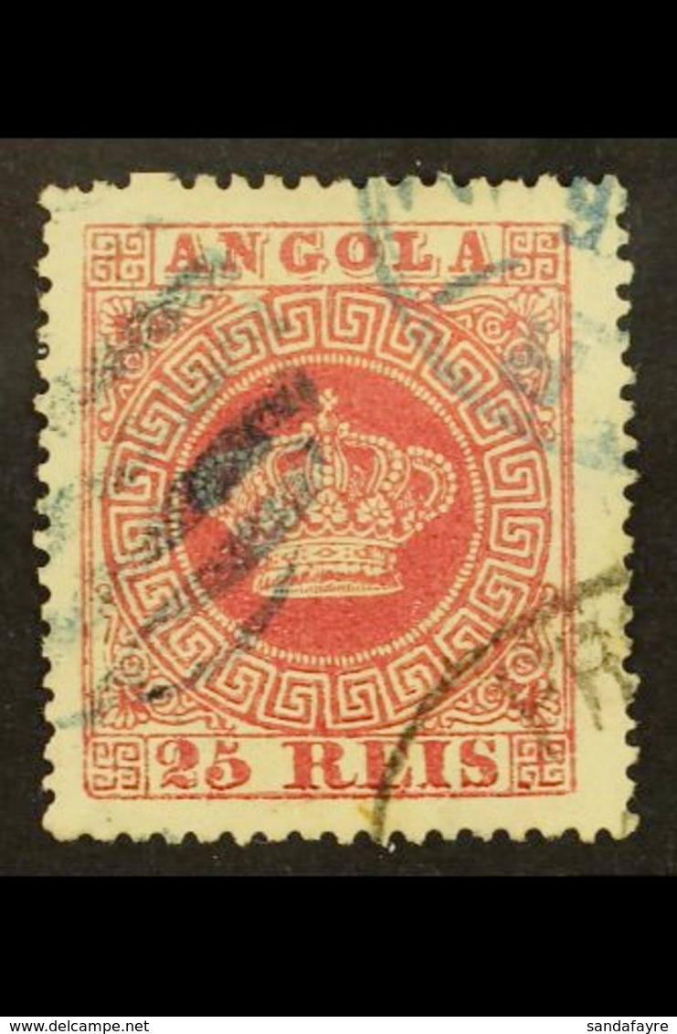 ANGOLA 1875-77 25r Crimson Perf 14, SG 24, Fine Used With Multiple Light Cancels & Apex Photo Certificate For More Image - Sonstige & Ohne Zuordnung