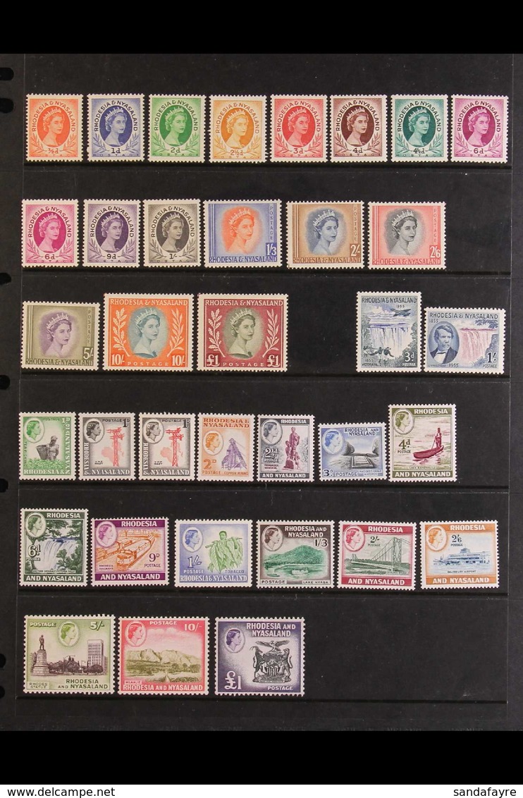1954-1963 COMPLETE FINE MINT COLLECTION On A Two-sided Stock Page, ALL DIFFERENT, Includes 1954-56 & 1959-62 Sets, 1960  - Rhodesia & Nyasaland (1954-1963)