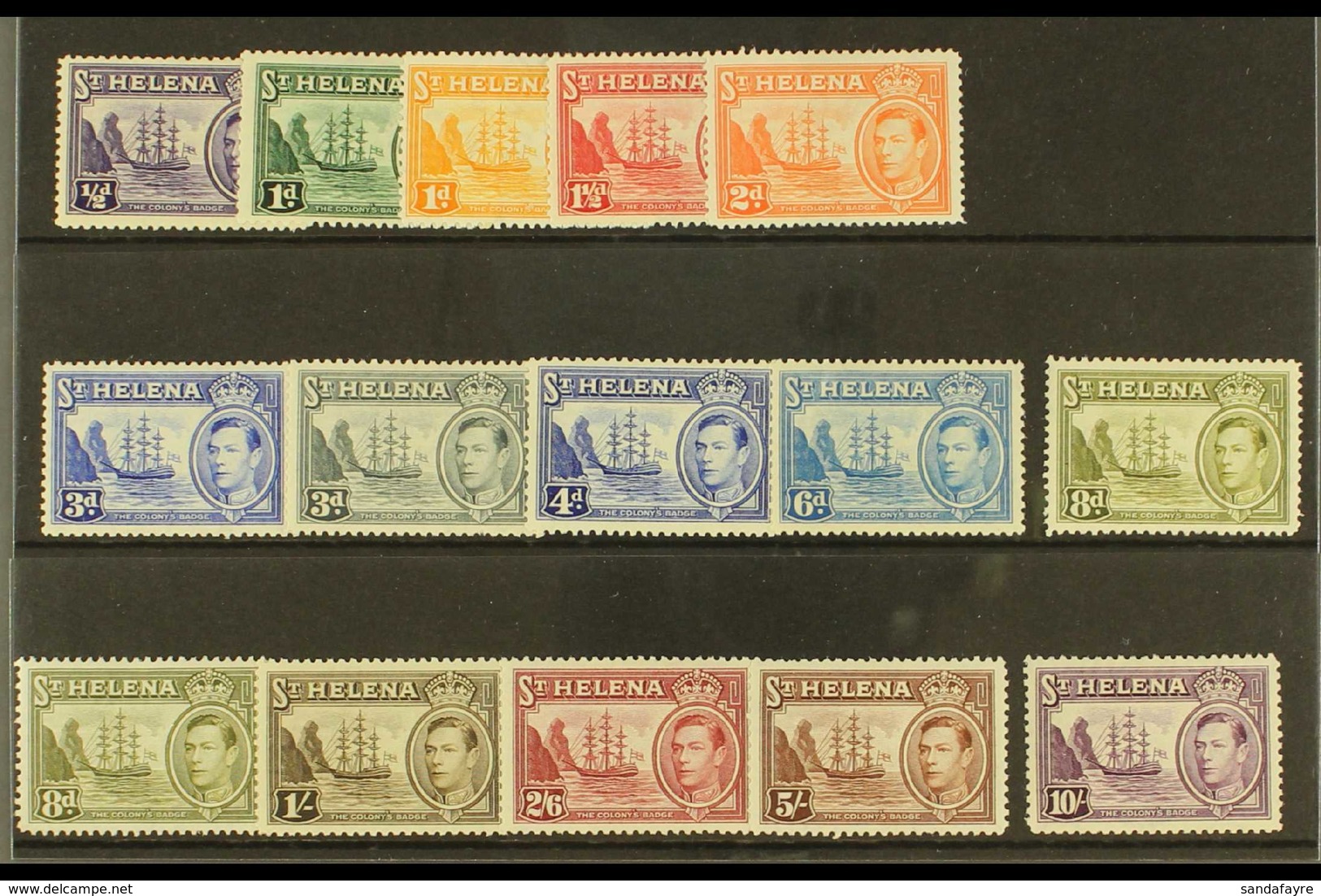 1938-44 Complete Definitive Set Plus Additional 8d Listed Shade, SG 131/40, Fine Mint (15 Stamps) For More Images, Pleas - Sint-Helena