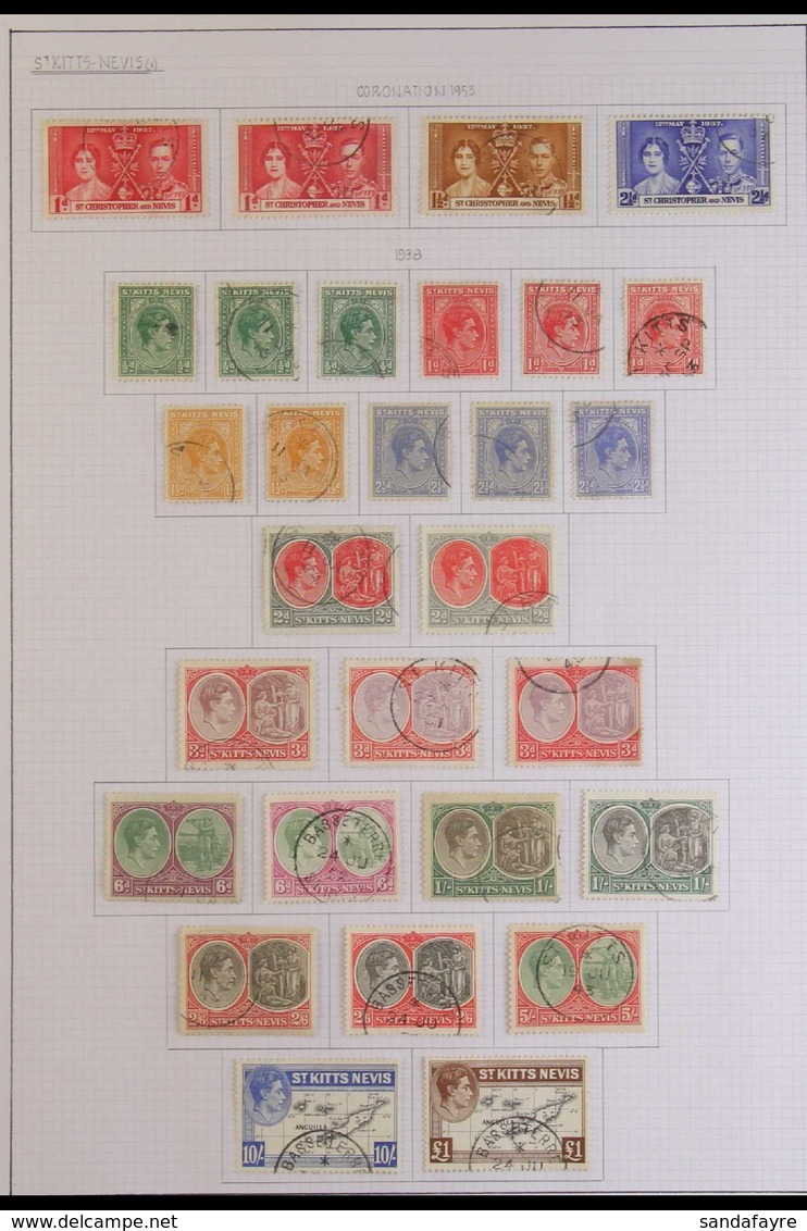 1937-1957 USED COLLECTION OF SETS. A Delightful Collection Of Sets That Includes The 1938-50 KGVI Definitive Set F All V - St.Kitts Und Nevis ( 1983-...)