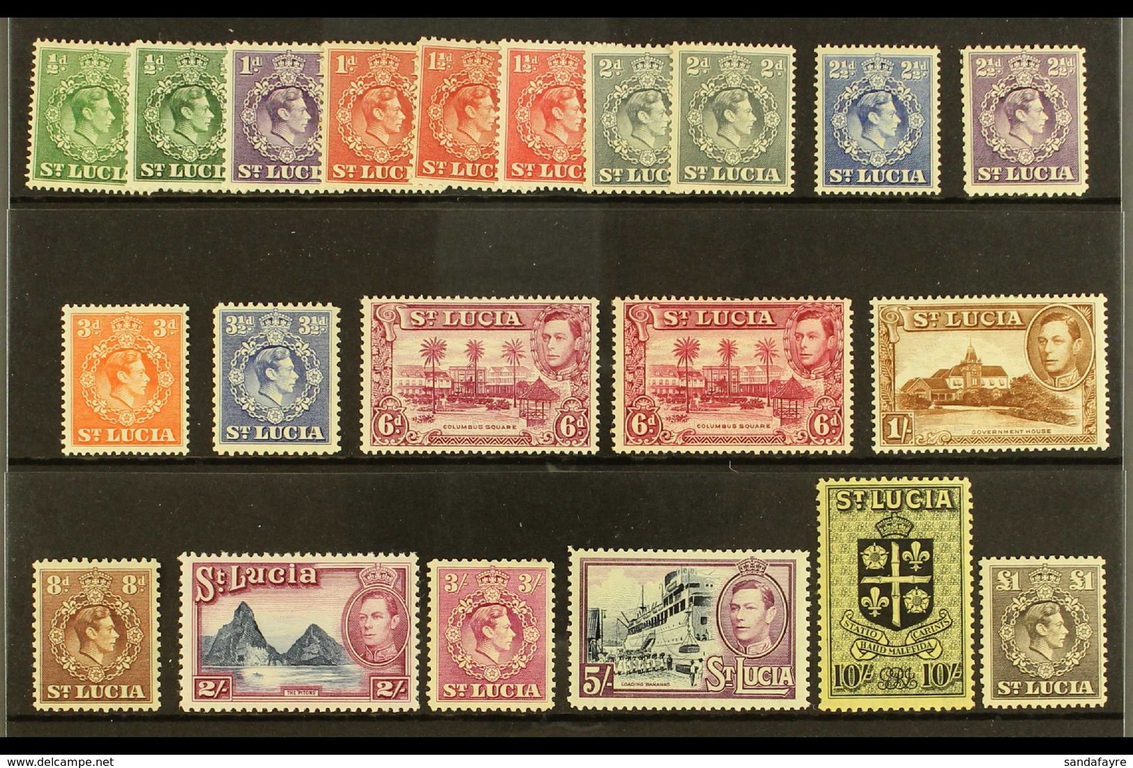 1938-48 Definitive Set Plus Some Additional Perf Variants, SG 128/41, MINT (20+ Stamps) For More Images, Please Visit Ht - Ste Lucie (...-1978)