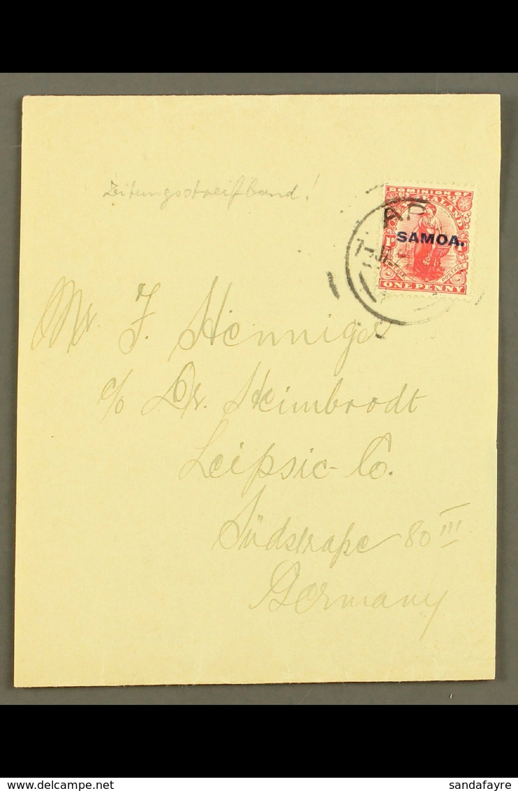 1921 Plain WRAPPER To Germany, Sent At 1d Rate, Apia 07.01.21 Postmark, Scarce Item. For More Images, Please Visit Http: - Samoa (Staat)