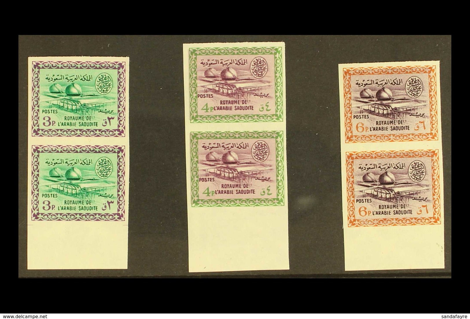 1963 - 65 IMPERF VARIETIES 3p, 4p And 6p Gas Oil Plant, With Wmk, As SG 268, 269 And 271, In IMPERF Vertical Pairs. (See - Arabie Saoudite