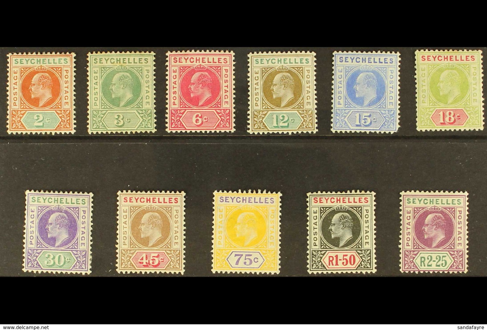 1906 KEVII (watermark Multiple Crown CA) Complete Set, SG 60/70, Mint, The 18c With "slotted Frame" Variety At Upper Rig - Seychelles (...-1976)