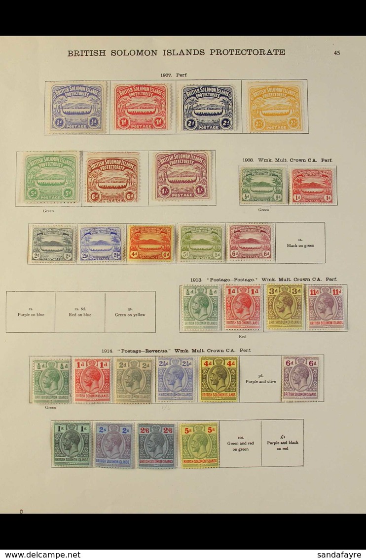 1907-1935 ALL DIFFERENT MINT COLLECTION Presented On A Double Sided Album Page. Includes 1907 Set (5d, 6d & 1s Without G - Salomonseilanden (...-1978)