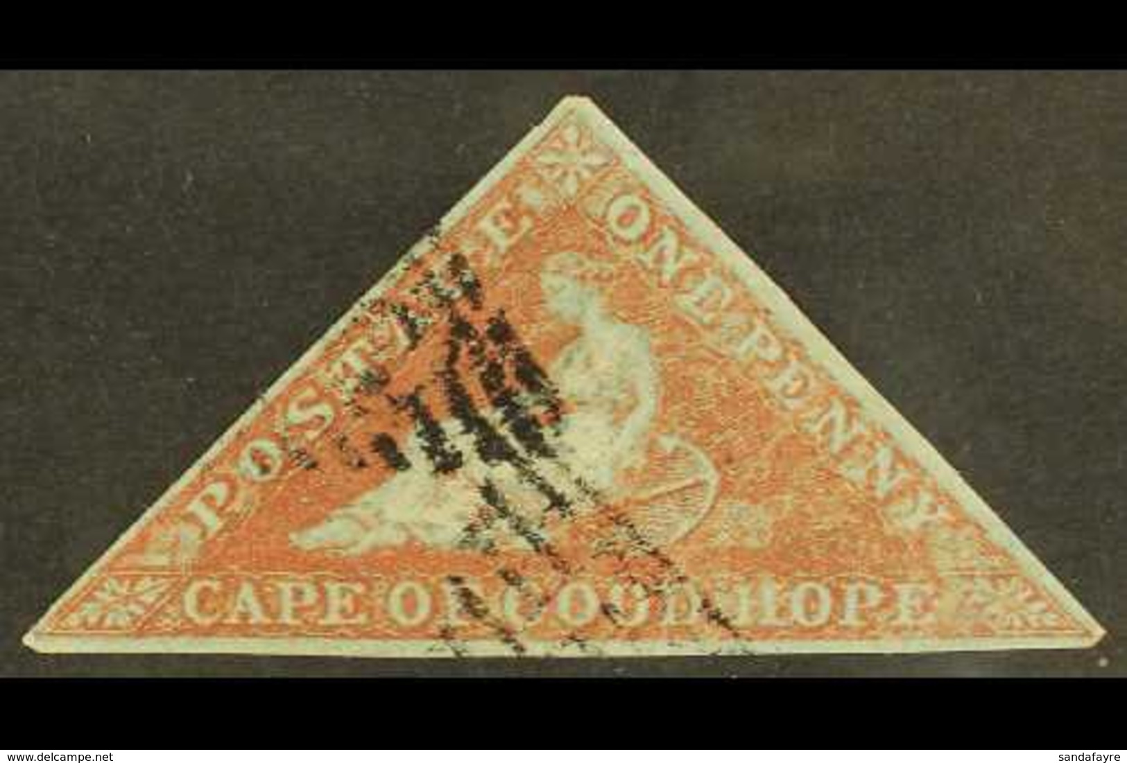 CAPE 1853 1d Pale Brick-red, On Deeply Blued Paper, SG 1, Fine Used, Three Margins, Cat.£450. For More Images, Please Vi - Non Classés