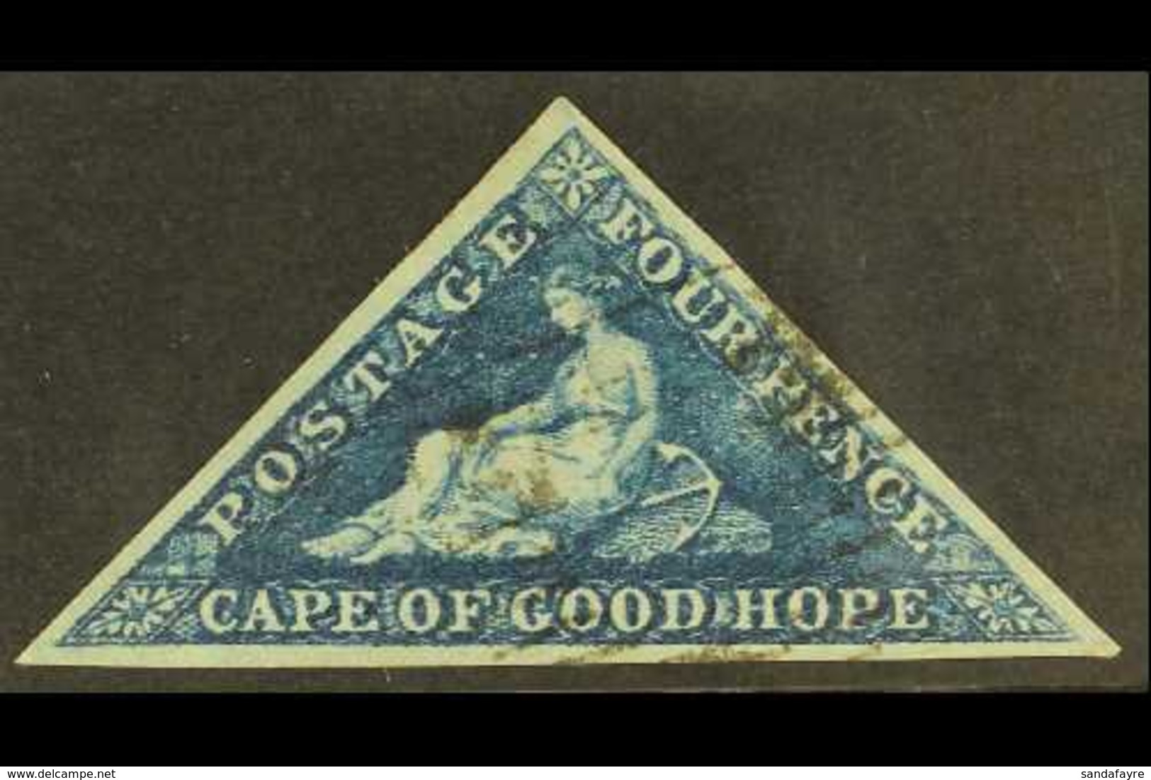 CAPE 1863-4 1d Deep Blue, De La Rue Printing, SG 19, Lightly Used, Three Margins. For More Images, Please Visit Http://w - Unclassified