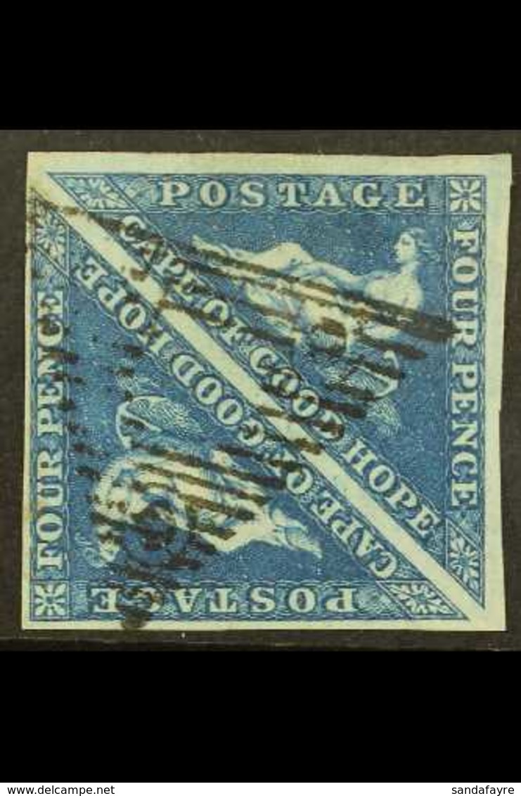 CAPE OF GOOD HOPE 1853 4d Deep Blue On Blued Paper, SG 2, Fine Used PAIR With Neat Triangular Barred Cancel And Good To  - Non Classés