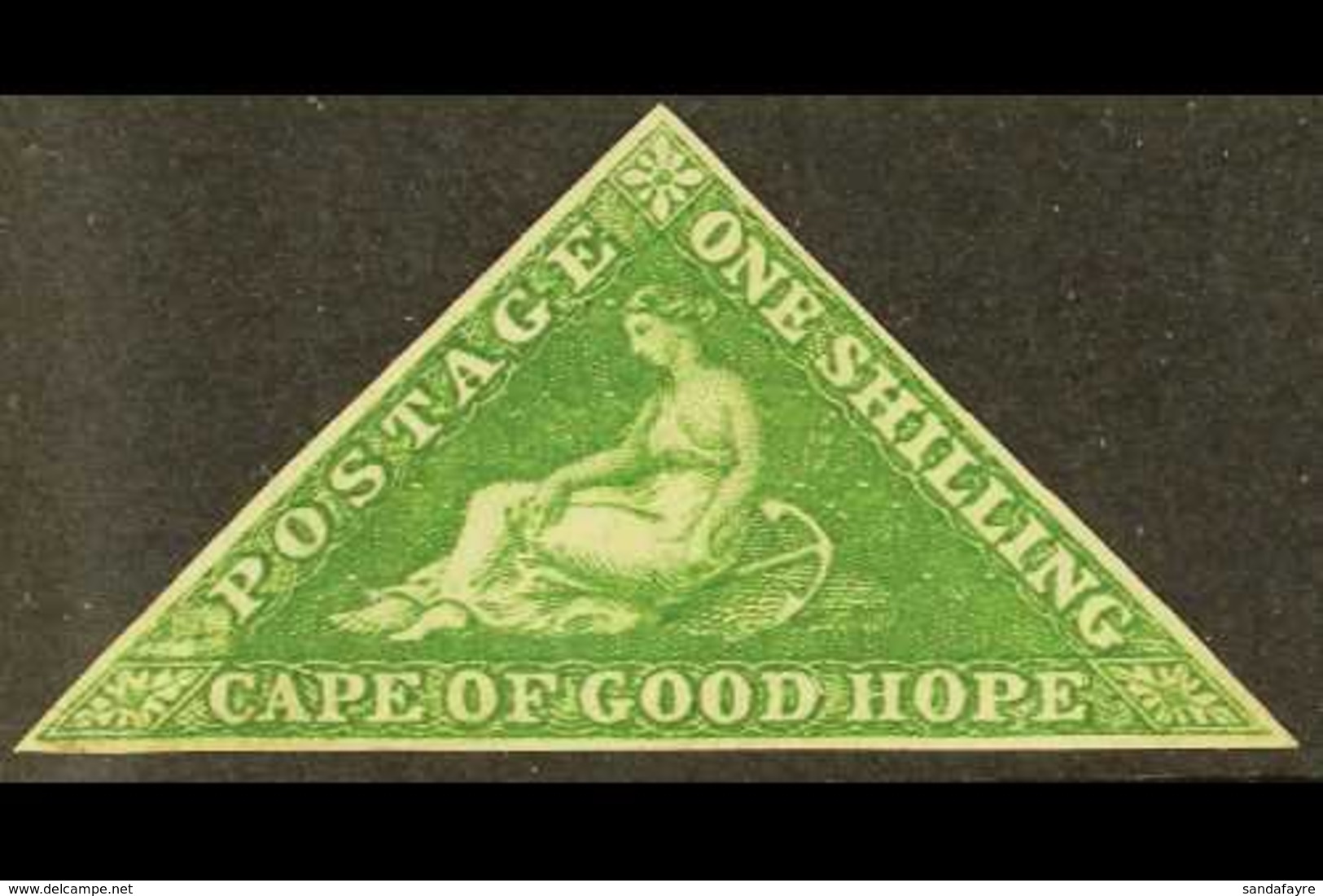 CAPE OF GOOD HOPE 1855 - 63 1s Bright Yellow Green Triangular, SG 8, Unused Without Gum. A Spectacular Example With 3 Ma - Ohne Zuordnung
