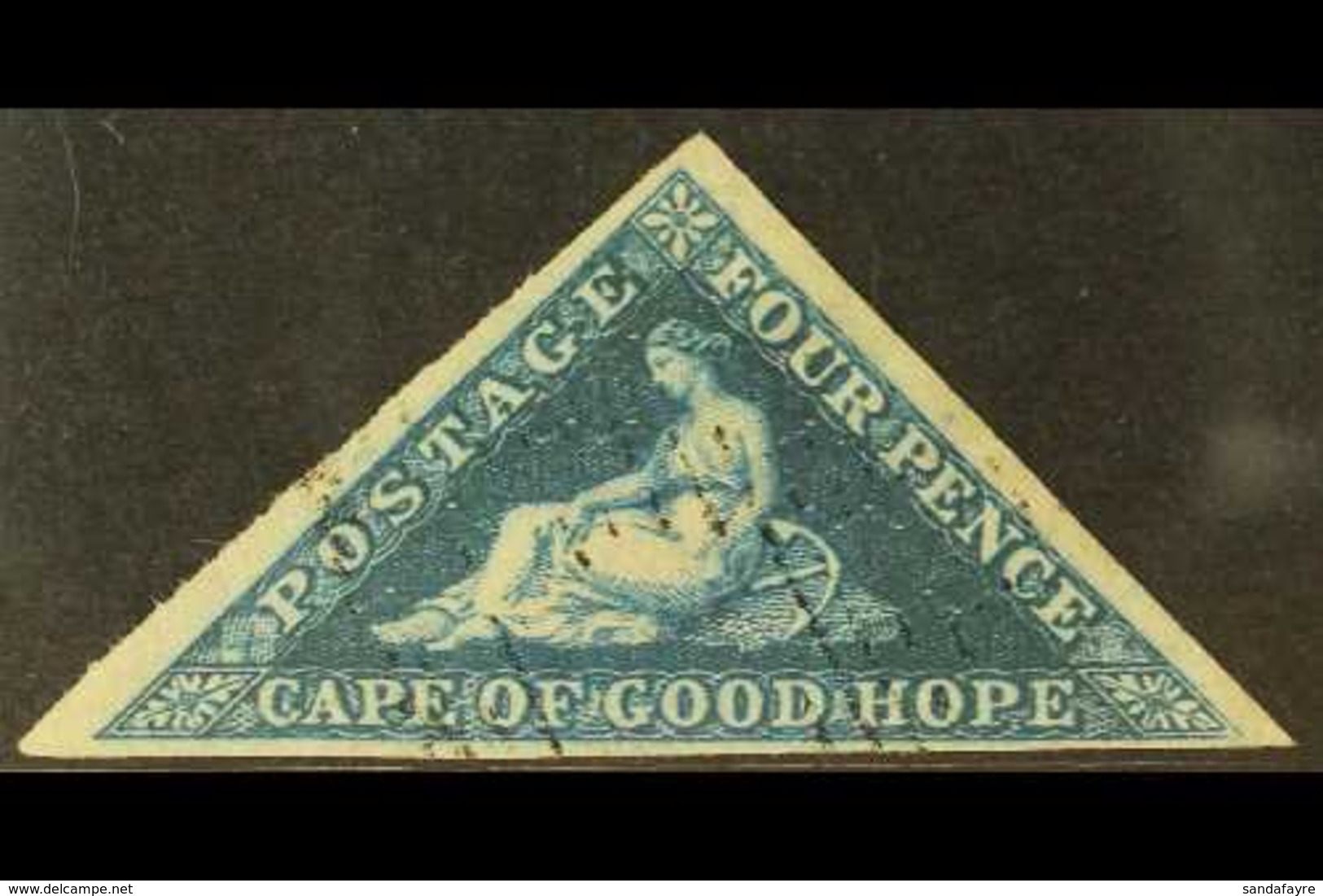 CAPE OF GOOD HOPE 1853 4d Deep Blue On Slightly Blued Paper, Three Good Margins And Neat Light Cancel. For More Images,  - Ohne Zuordnung