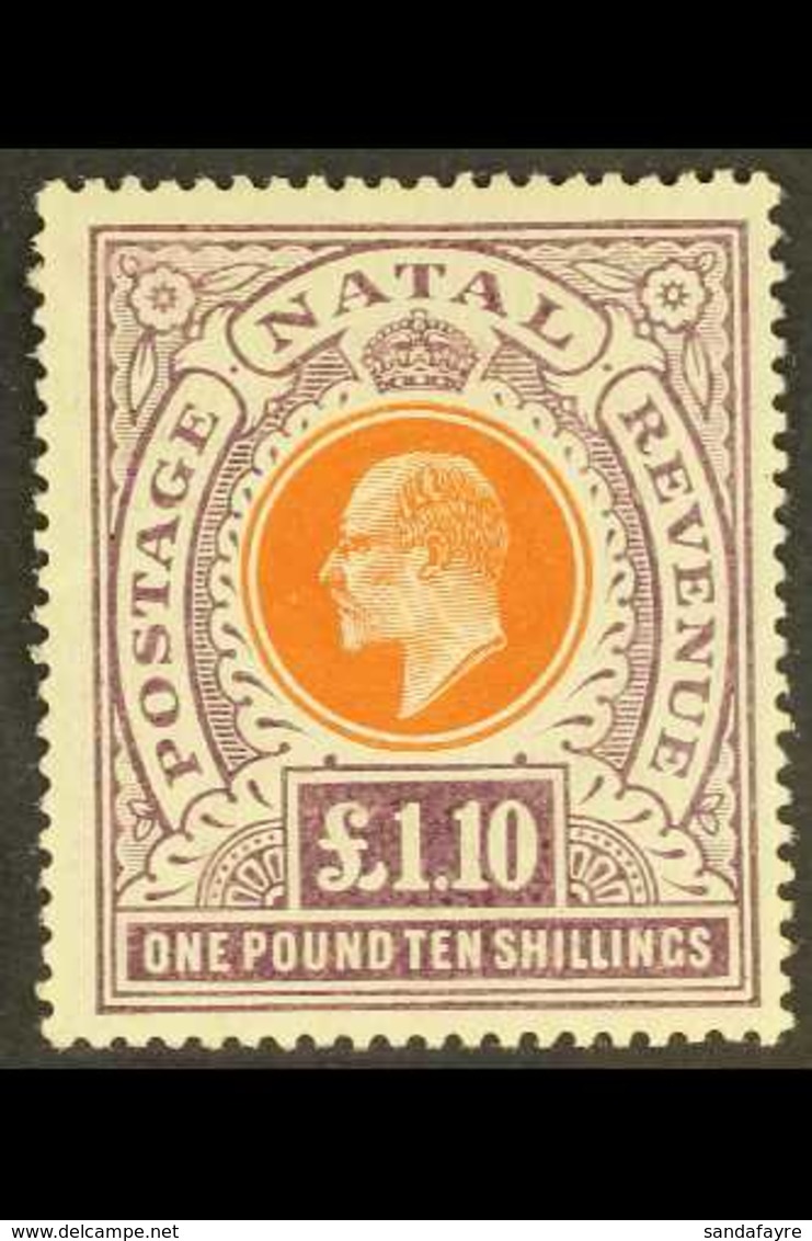 NATAL 1904-08 £1.10s Brown Orange And Deep Purple, Ed VII, SG 162, Superb Mint Og. For More Images, Please Visit Http:// - Unclassified