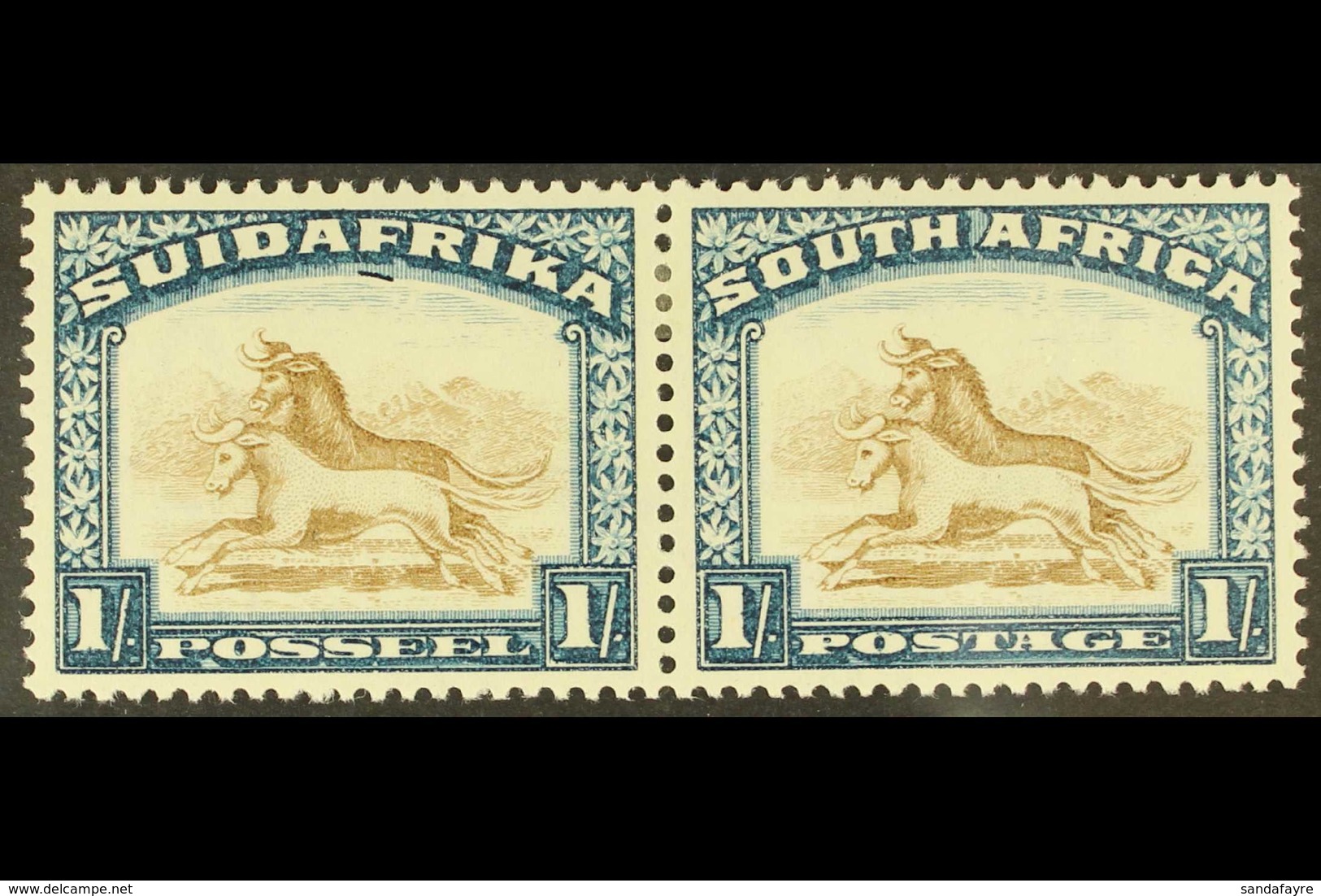 1930-44 1s Brown & Deep Blue, Wmk Inverted, Blue Line Under "F" Of "SUIDAFRIKA," Union Handbook V5, SG 48bw, Fine Mint.  - Ohne Zuordnung