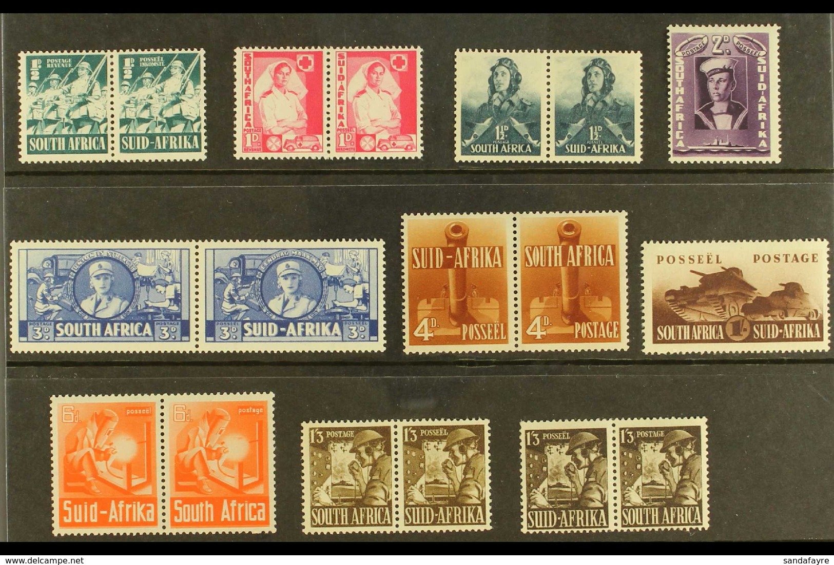 1941-46 War Effort Set , SG 88/96, Plus 1s3d Additional SG Listed Shade, Never Hinged Mint. (8 Pairs & 2 Singles) For Mo - Zonder Classificatie
