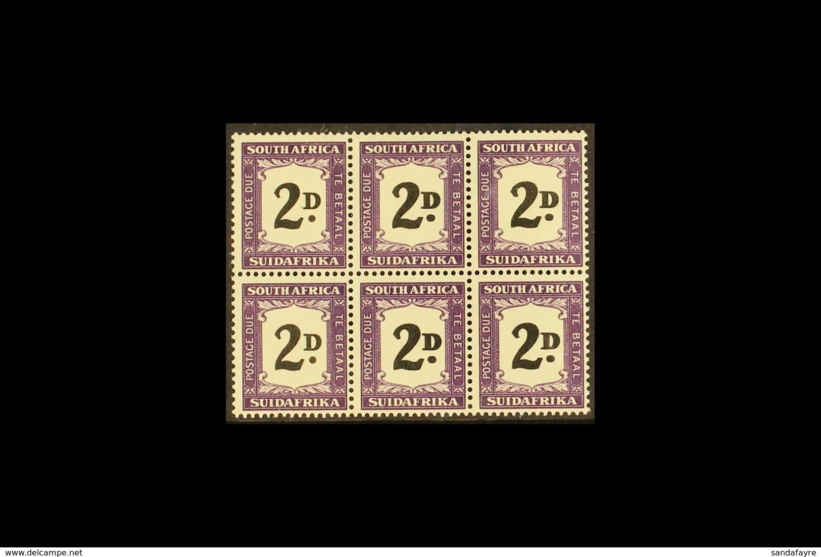 1948-49 POSTAGE DUE 2d Black And Violet, Block Of Six, Showing Thick (double) "D" In Four Positions (R15 5-6, R16 5-6),  - Unclassified