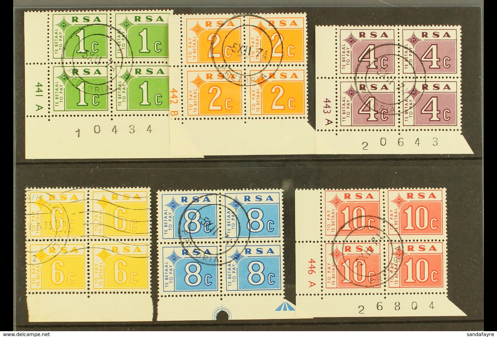 POSTAGE DUES 1972 Set In Blocks Of 4, Mostly Cylinders, SG D75/80, Used, Cancelled To Order (6 Blocks). For More Images, - Unclassified