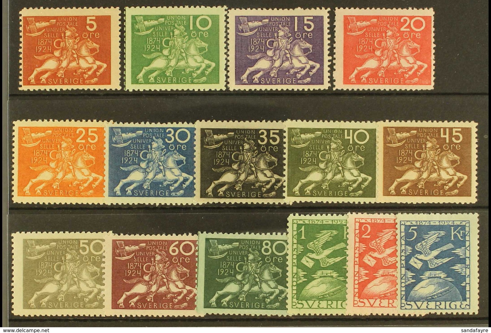1924 UPU 50th Anniversary Complete Set, Mi 159/173, SG 191/75, Never Hinged Mint (15 Stamps) For More Images, Please Vis - Other & Unclassified