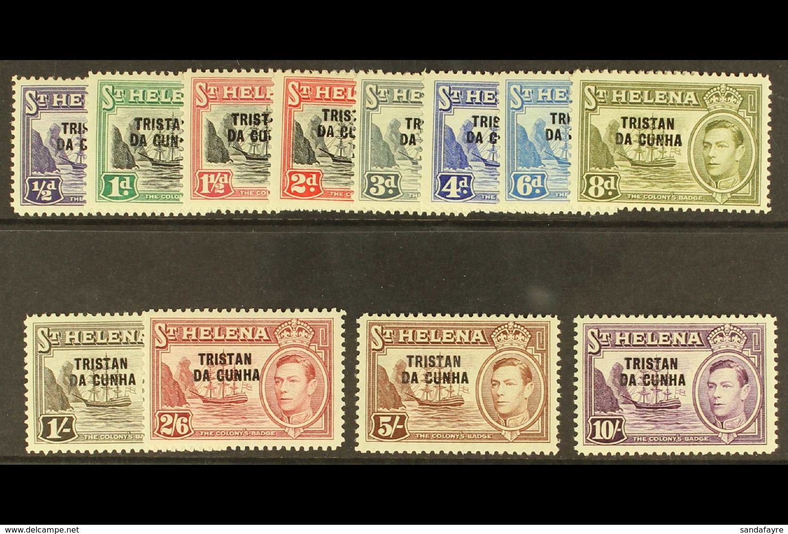 1952 Overprints On St Helena Complete Definitive Set, SG 1/12, Very Fine Mint. (12 Stamps) For More Images, Please Visit - Tristan Da Cunha