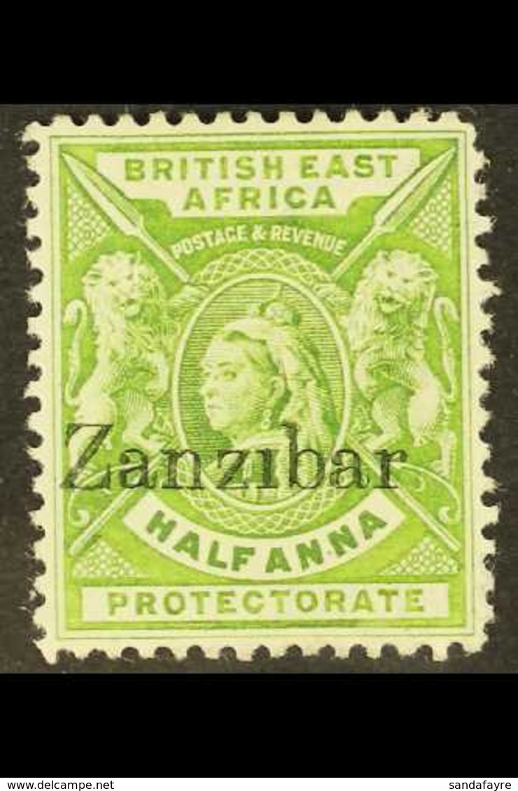 1896 ½d Yellow-green "Zanzibar" Overprint With NO DOT OVER "I" Variety, SG 41 G, Fine Mint, Also Showing Offset Of The O - Zanzibar (...-1963)