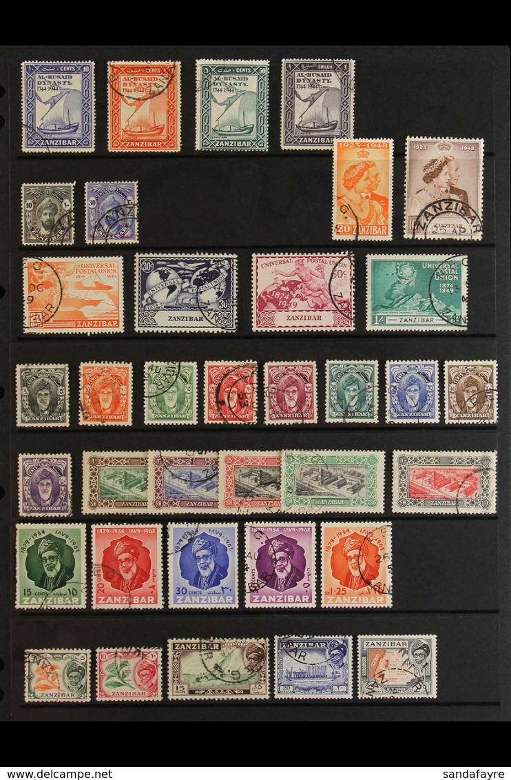 1944 - 1963 COMPLETE, VERY FINE USED Collection From The 1944 Bicentenary Set To The 1963 FFH Issue, SG 327 - 389, Very  - Zanzibar (...-1963)